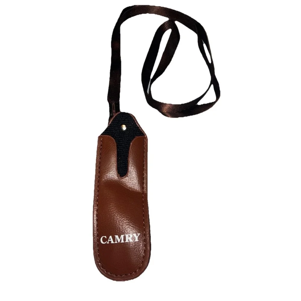 Vintage Toyota Camry Lighter Case Lanyard Tan Faux Leather Vehicle Promo